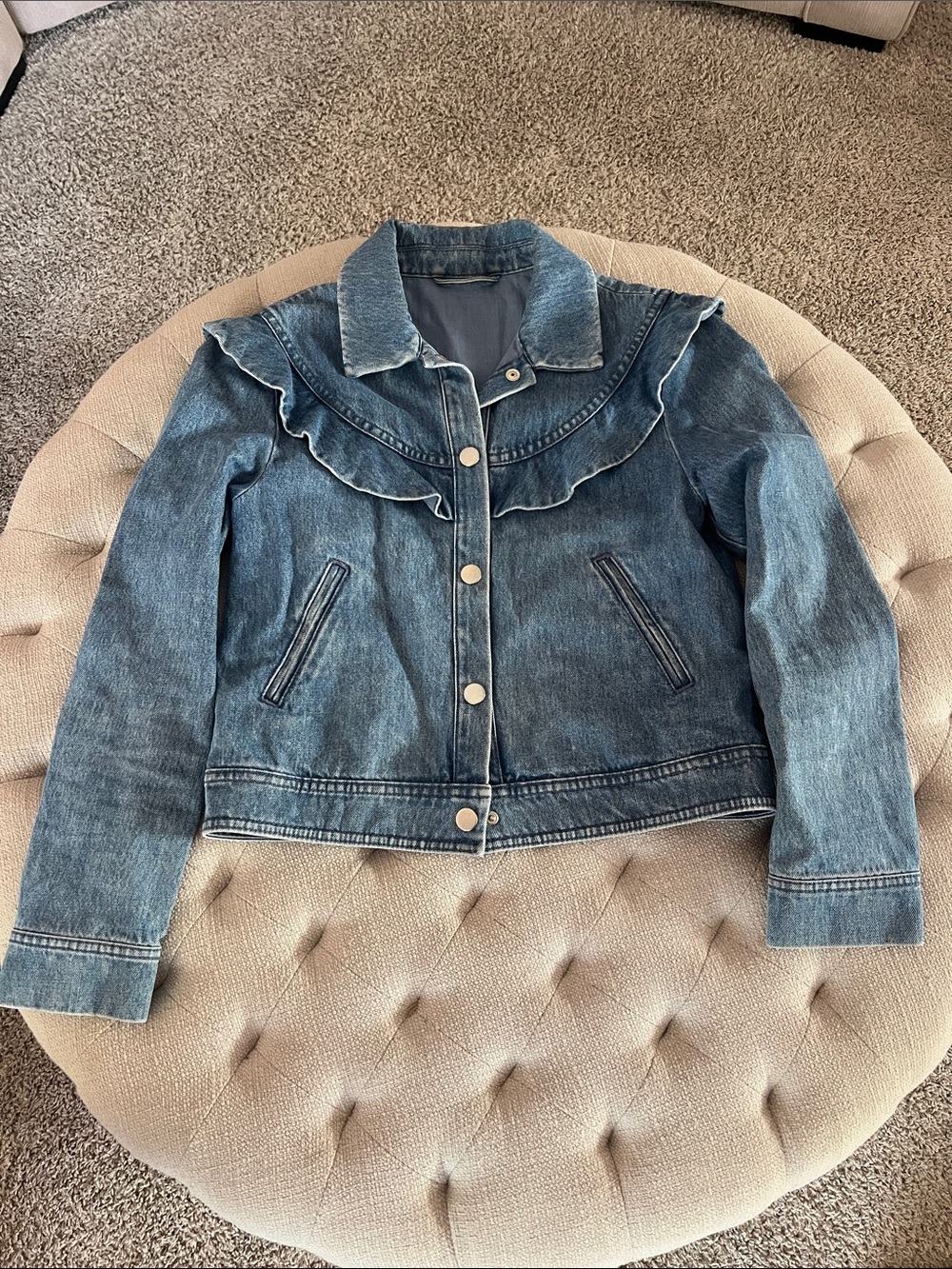 & Other Stories Ruffle Yolk Denim Jacket 34 or XS